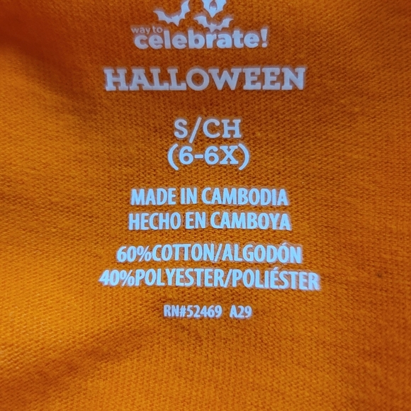 Halloween Long Sleeve Shirt The Boo Crew 6X orange black sleeved ghost bats - Picture 3 of 6